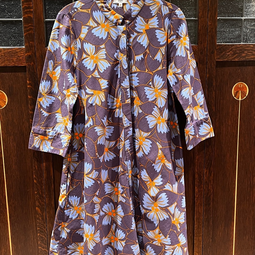 Floral Midi Dress in Purple and Blue
